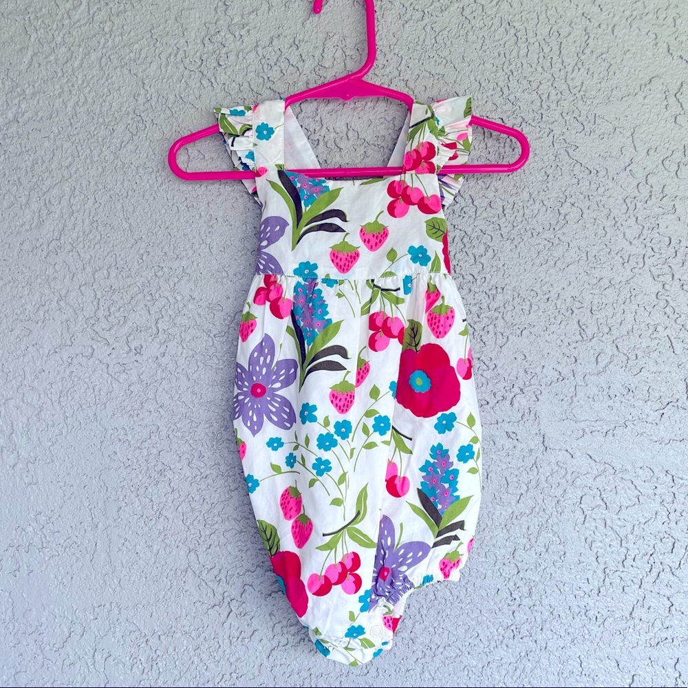 Boden 6-12M Strawberry & Flowers Bubble